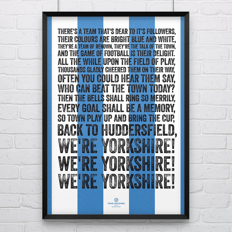 Huddersfield Town "We're Yorkshire" A4 Framed Colour Song Poster Print 