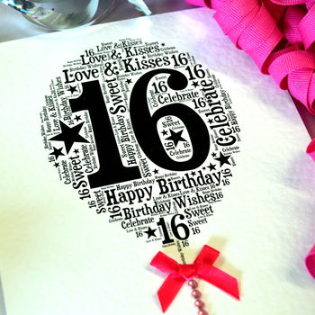 16th Happy Birthday Balloon Sparkle Card, 6 of 12