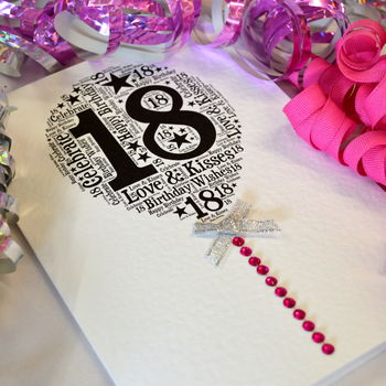 18th Happy Birthday Balloon Sparkle Card, 4 of 12