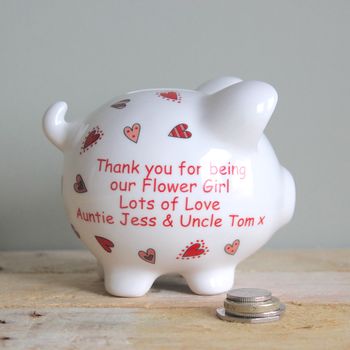 Personalised Hearts Piggy Bank, 2 of 2