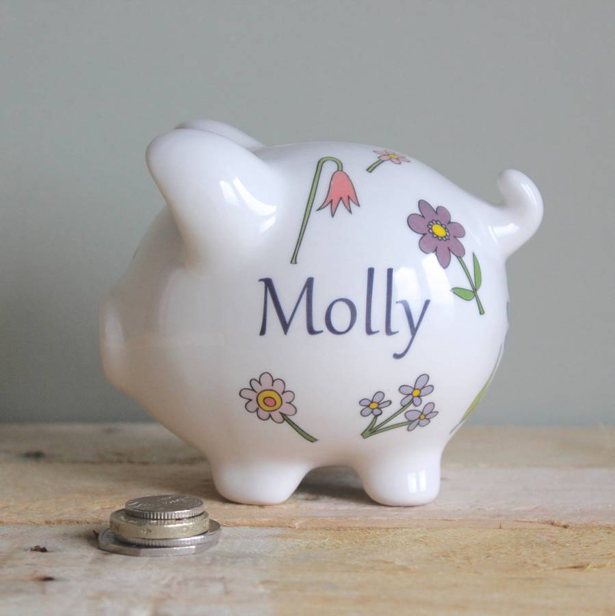 Personalised Flower Piggy Bank By Sparkle Ceramics ...