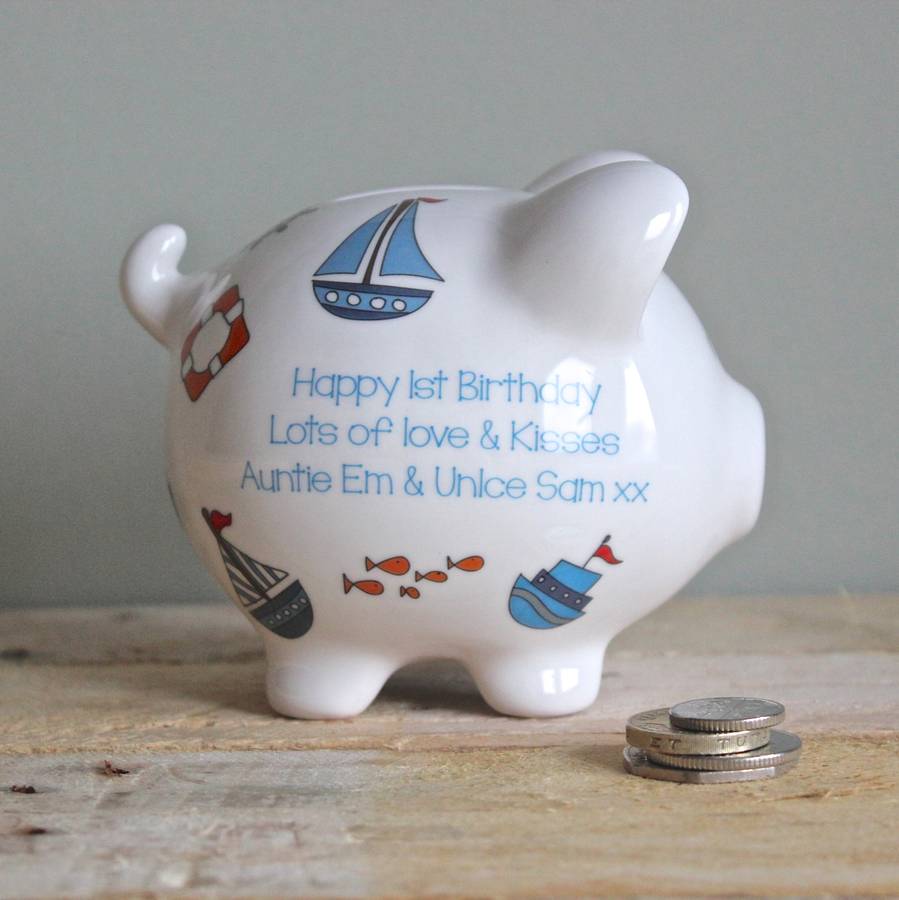 Personalised Seaside Piggy Bank By Sparkle Ceramics Notonthehighstreet Com