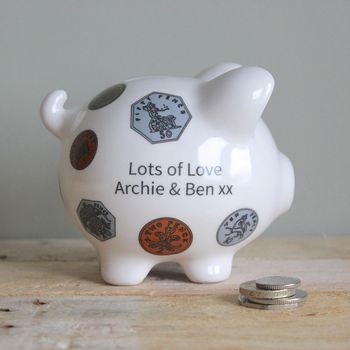 Personalised Loose Change Piggy Bank, 2 of 2