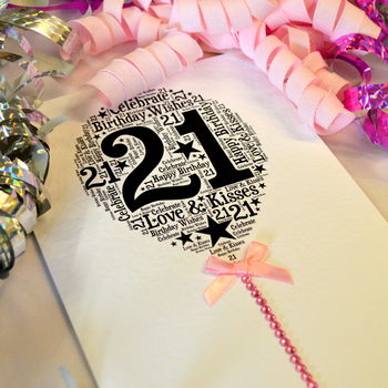 21st Happy Birthday Balloon Sparkle Card, 5 of 12
