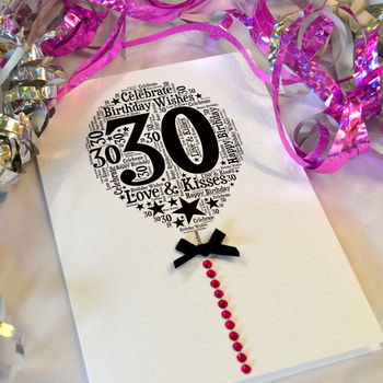 30th Happy Birthday Balloon Sparkle Card, 5 of 12