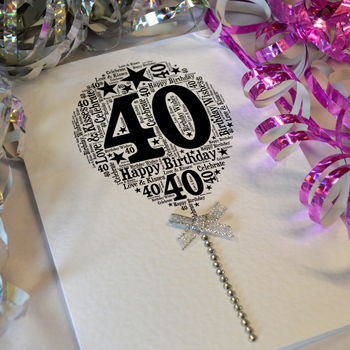 40th Happy Birthday Balloon Sparkle Card, 7 of 12