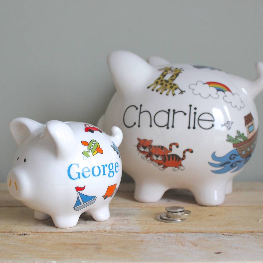 Personalised Piggy Bank For Boys By Sparkle Ceramics