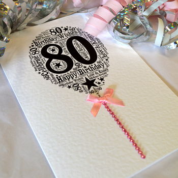 80th Happy Birthday Balloon Sparkle Card, 2 of 12