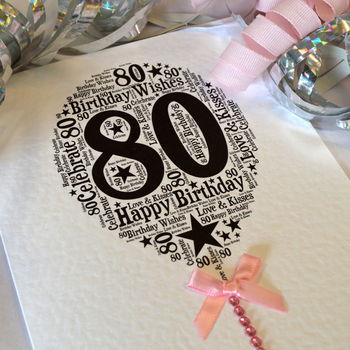 80th Happy Birthday Balloon Sparkle Card, 6 of 12