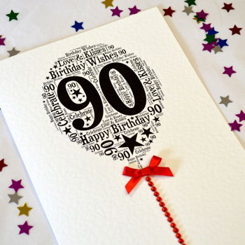 90th Happy Birthday Balloon Sparkle Card, 5 of 11