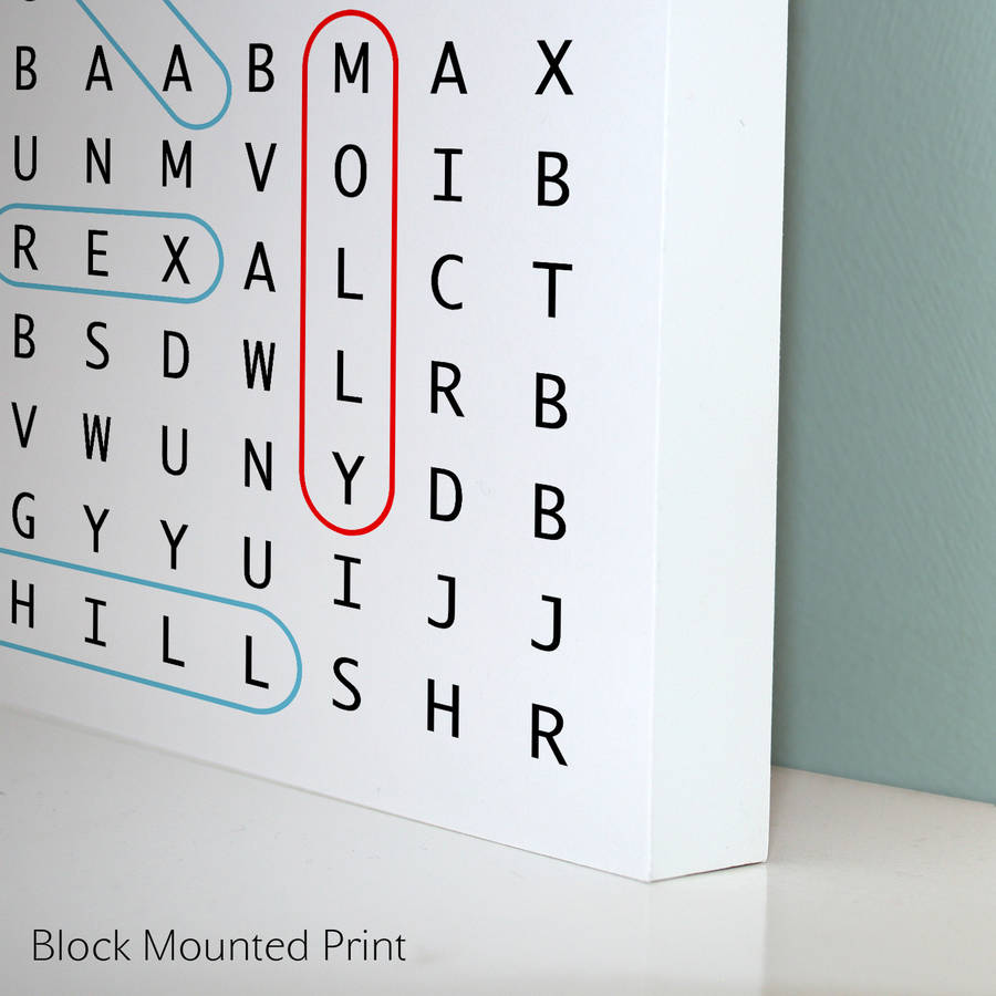 personalised word search art by cherry pete | notonthehighstreet.com