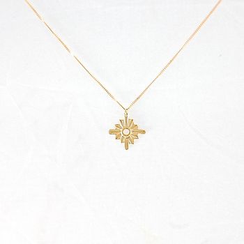 Gold Plated Sunburst Necklace, 2 of 3