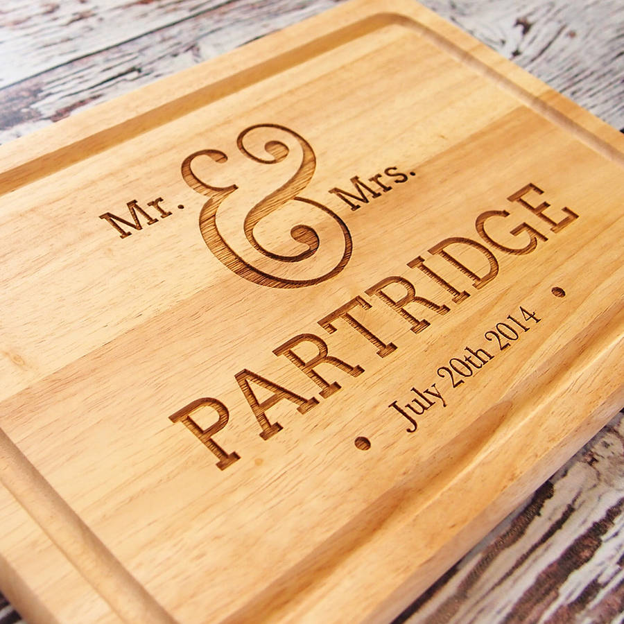 personalised wedding engraved chopping board by dust and things ...