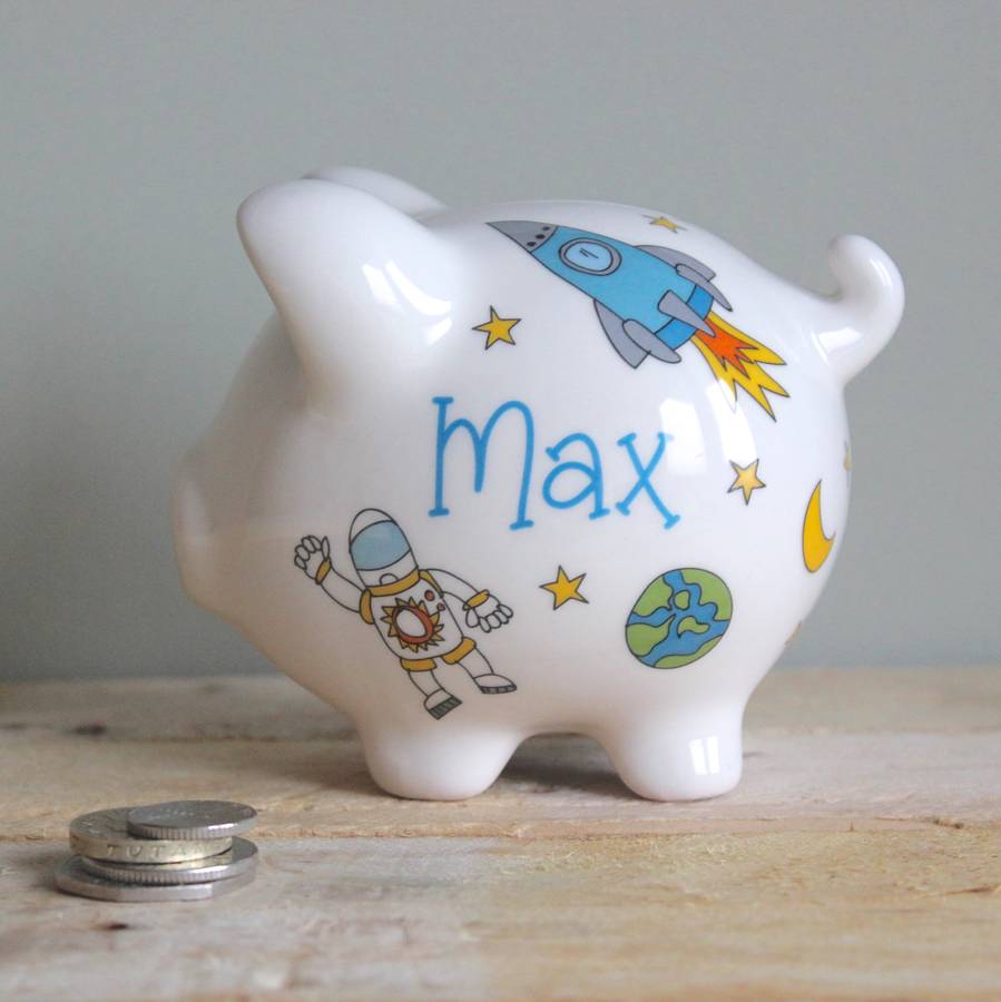 personalised piggy bank for boys by sparkle ceramics ...