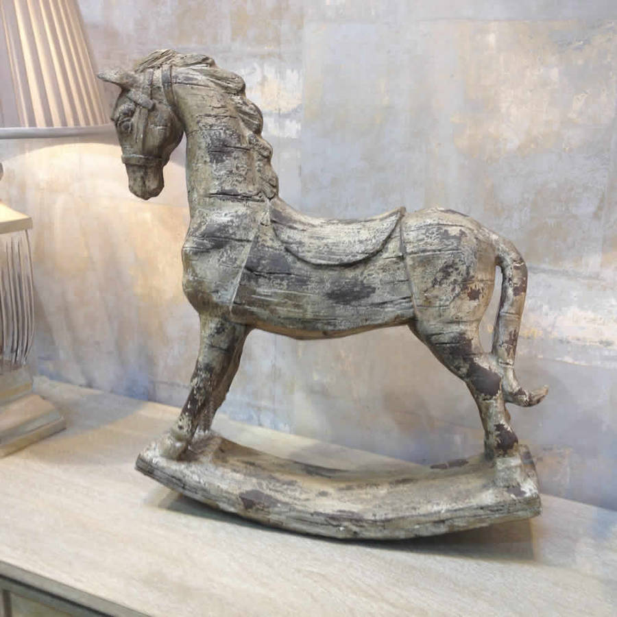 antiqued metal rocking horse ornament by cowshed interiors