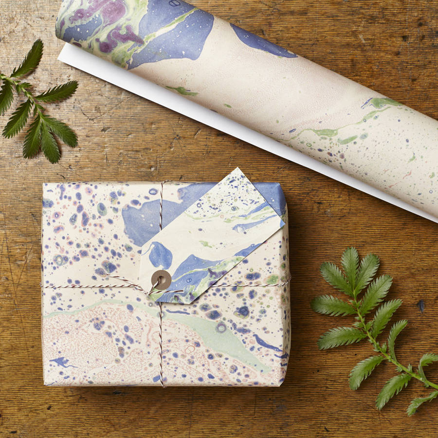 two pk marbled meadow gift wrap set by katie leamon