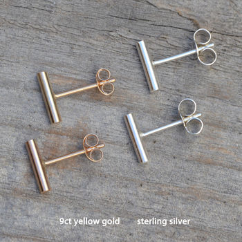 Simple Bar Earring Studs In Sterling Silver, 3 of 5