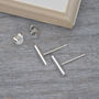 Simple Bar Earring Studs In Sterling Silver, thumbnail 2 of 5