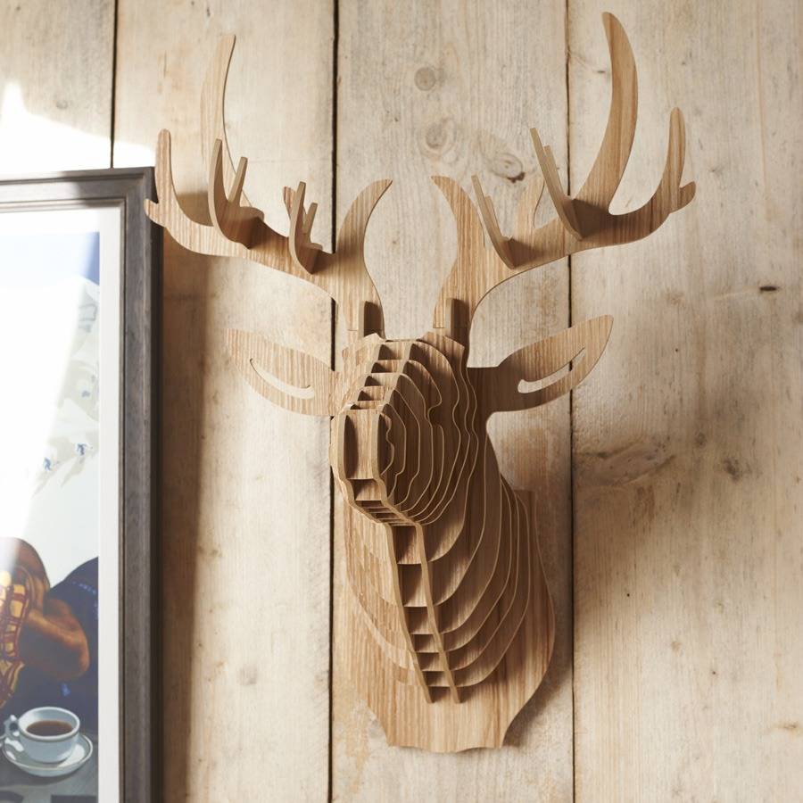 wooden stag statue