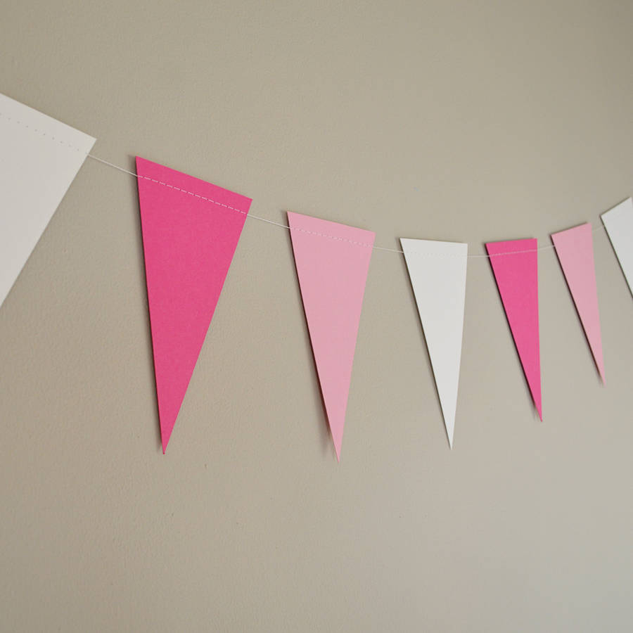 pink and white paper bunting by funky frills uk