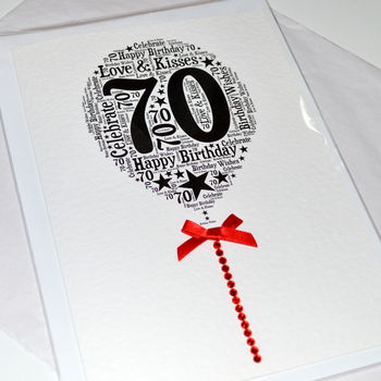 70th Happy Birthday Balloon Sparkle Card, 8 of 9