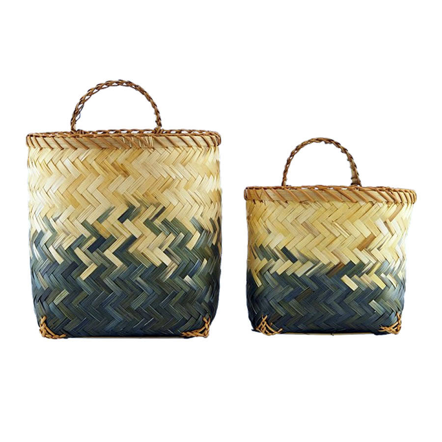 Bamboo Storage Basket W Handle, Two Sizes By Detaljer