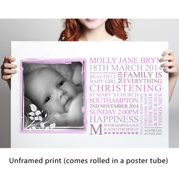 Personalised Baby Christening Art Gift, 4 of 8
