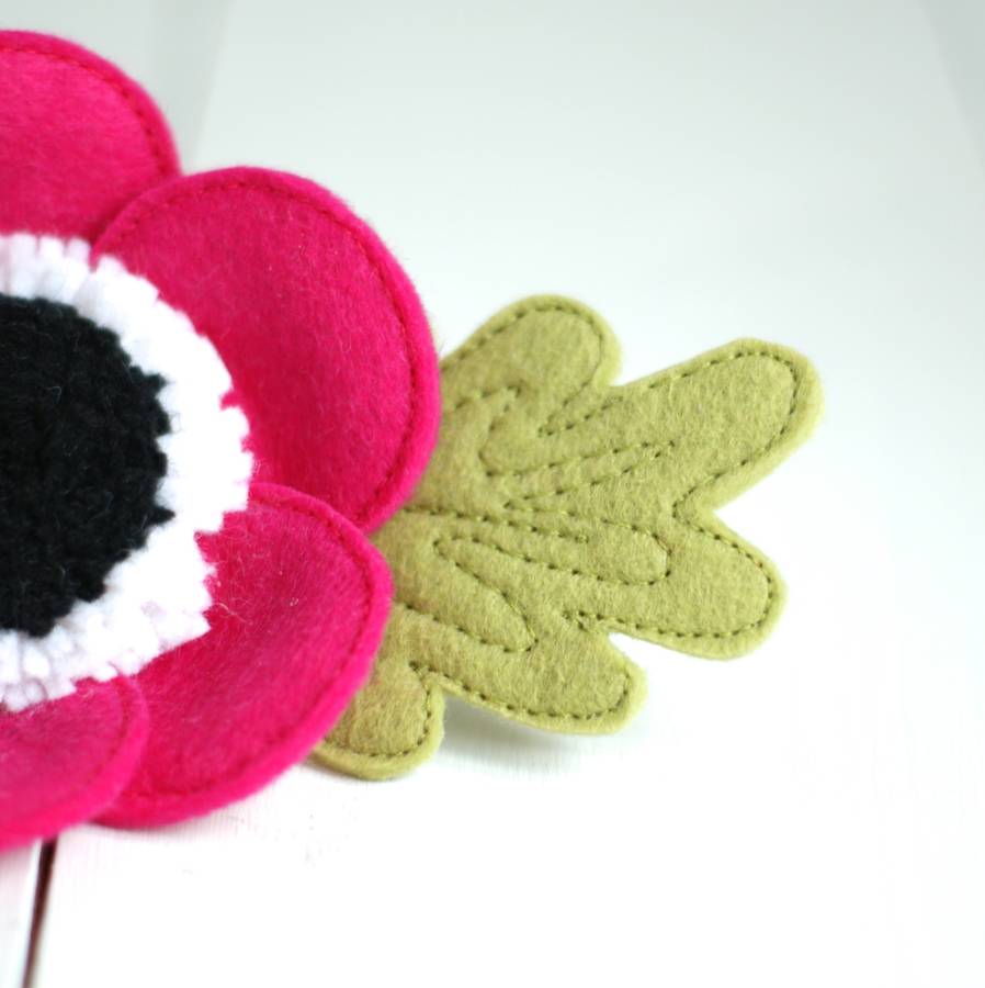 Handmade Pink Felt Anemone Brooch By Rosiebull Designs