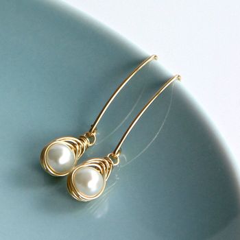 All Wrapped Up Pearl Long Earrings, 2 of 11