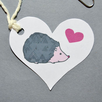 Hedgehog Heart Shaped Gift Tag, 2 of 3