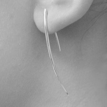 Contemporary Silver Wishbone Hook Earrings, 3 of 4