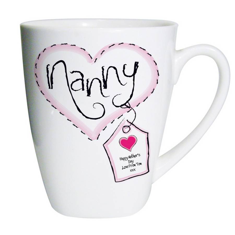 Nanny heart personalised mug by chalk and cheese candles and wax melts