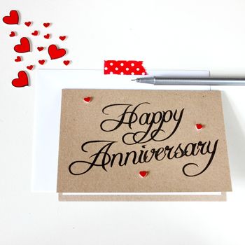Personalised Happy Anniversary Card With Love Hearts, 5 of 7