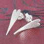 Curved Heart Sterling Silver Stud Earrings, thumbnail 2 of 5