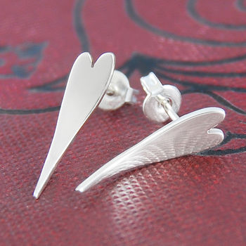 Curved Heart Sterling Silver Stud Earrings, 2 of 5