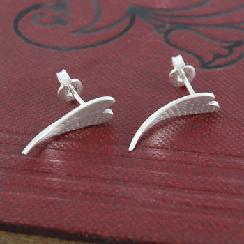 Curved Heart Sterling Silver Stud Earrings, 3 of 5