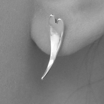 Curved Heart Sterling Silver Stud Earrings, 4 of 5
