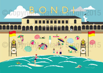 Bondi Beach Vintage Style Art Print, 2 of 2