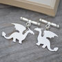 Dragon Cufflinks In Sterling Silver, thumbnail 1 of 5