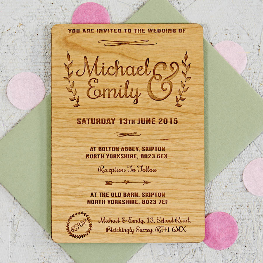 Floral Wooden Wedding Invitation By Sophia Victoria Joy