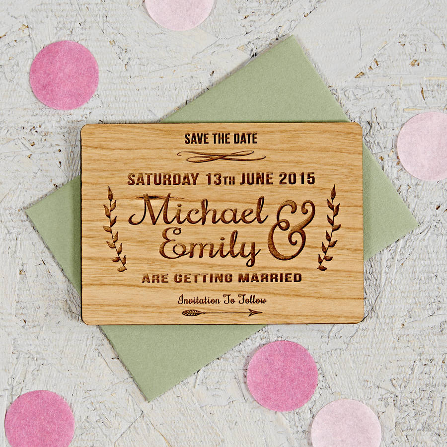 Floral Wooden Save The Date, 1 of 3