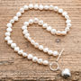 Freshwater Pearl Necklace With Silver Puffed Heart, thumbnail 1 of 3