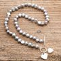 Freshwater Pearl Necklace With Silver And Pearl Hearts, thumbnail 2 of 3