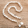 Freshwater Pearl Necklace With Silver And Pearl Hearts, thumbnail 3 of 3