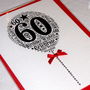 60th Happy Birthday Balloon Sparkle Card, thumbnail 9 of 12
