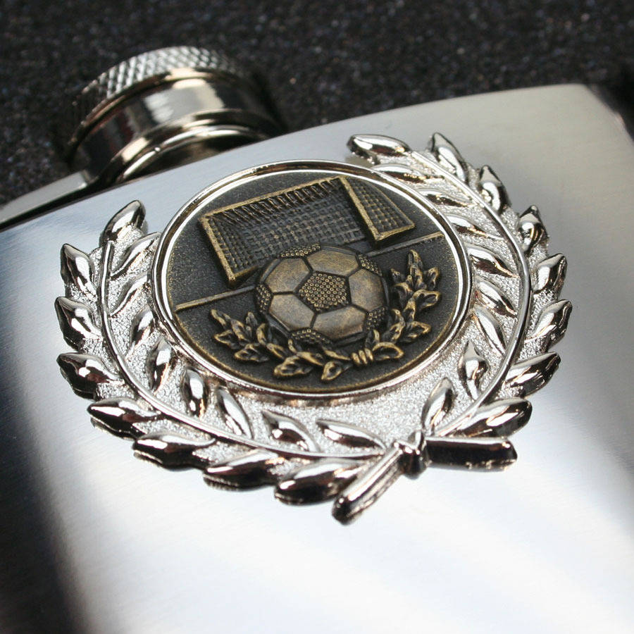 Engraved Football Hip Flask Gift Set 6oz By