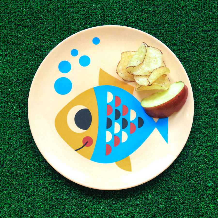retro design fish melamine plate by berylune