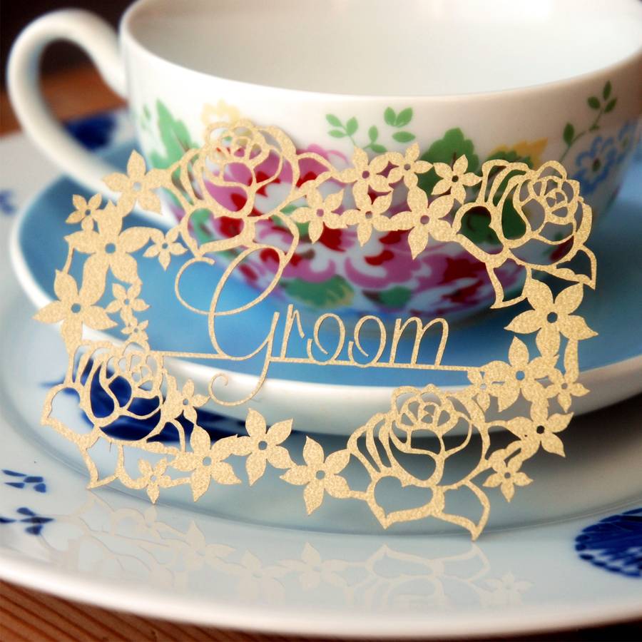 personalised papercut flower place card by pogofandango flower place cards