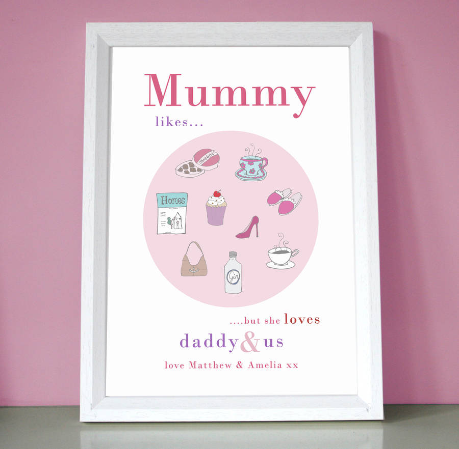 Personalised Mum, Mummy Or Nanny 'Likes' Print, 1 of 3