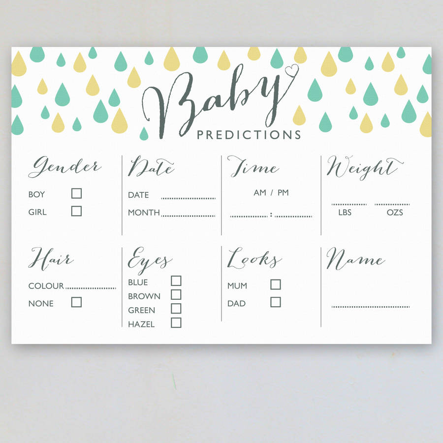 baby shower prediction cards pack of eight by the joy of memories